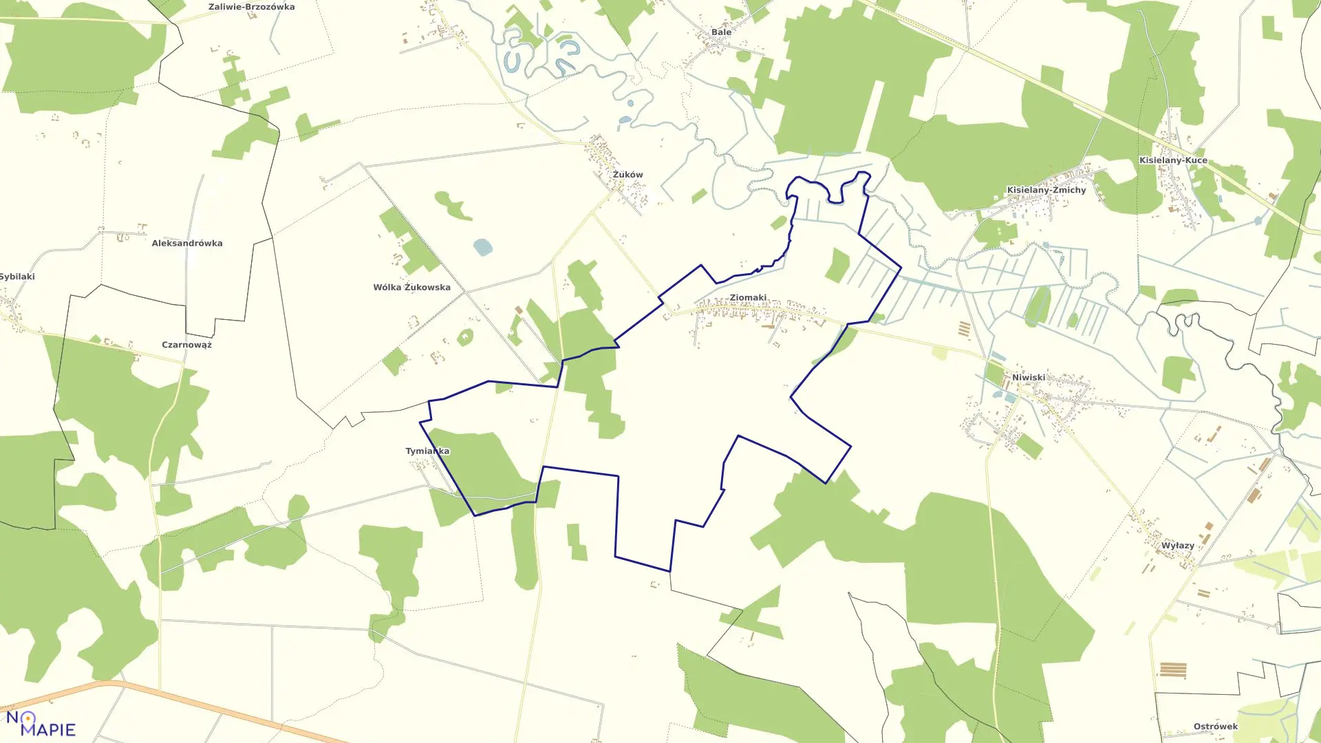 Mapa obrębu ZIOMAKI w gminie Mokobody